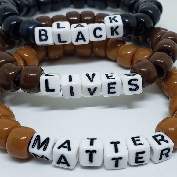 Black Lives Matter Kandi Beaded Bracelet Set - Picture 2 of 2